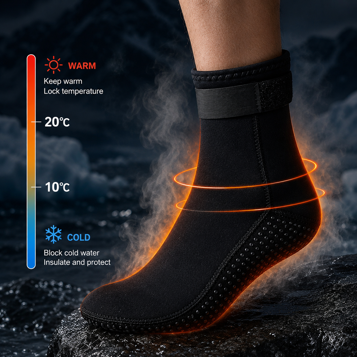 5mm Waterproof Neoprene Thermal Socks – Anti-Slip for Surfing and Extreme Cold