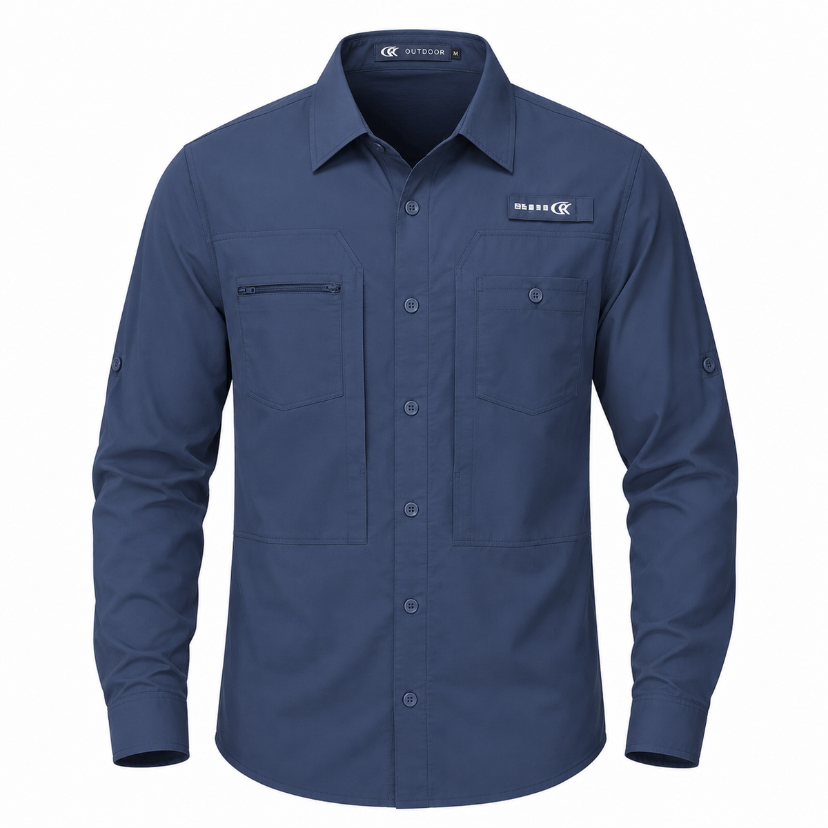 Men's UPF 50+ Outdoor Long Sleeve Shirt – Lightweight Breathable Sun Protection with Utility Pockets