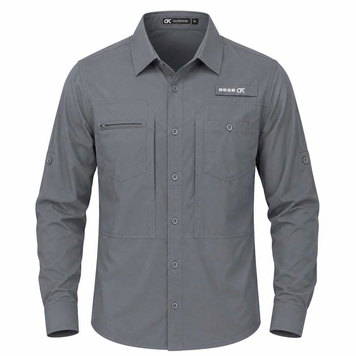 Men's UPF 50+ Outdoor Long Sleeve Shirt – Lightweight Breathable Sun Protection with Utility Pockets