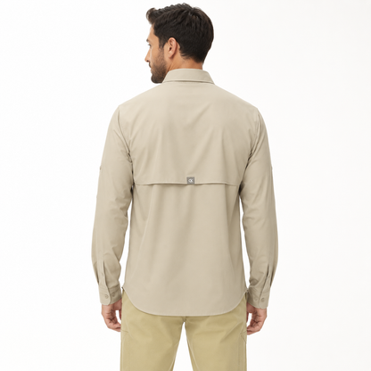 Men's UPF 50+ Outdoor Long Sleeve Shirt – Lightweight Breathable Sun Protection with Utility Pockets