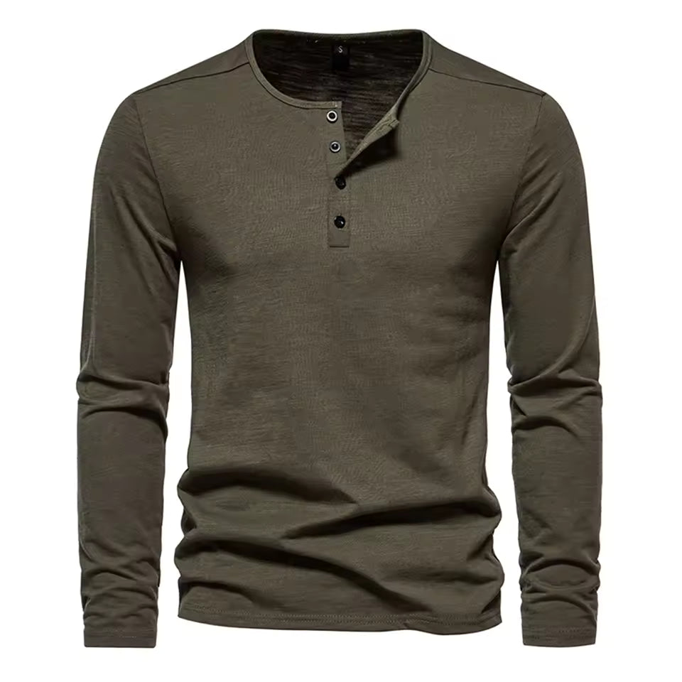 Men's Slim Fit Henley Shirt – Long Sleeve Casual & Outdoor Performance Top