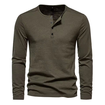 Men's Slim Fit Henley Shirt – Long Sleeve Casual & Outdoor Performance Top