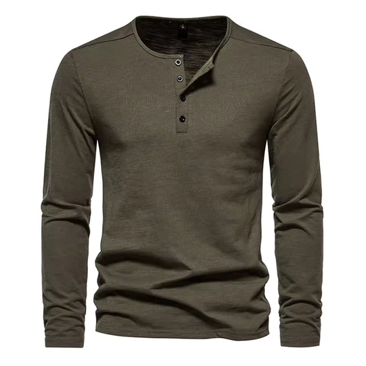 Men's Slim Fit Henley Shirt – Long Sleeve Casual & Outdoor Performance Top