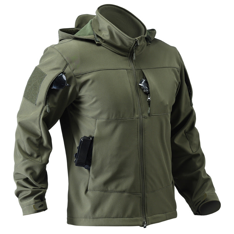 Men's Windproof Softshell Jacket & Utility Trousers Set
