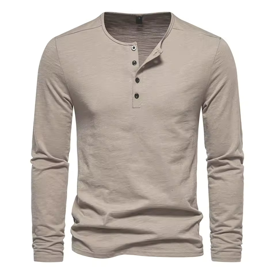 Men's Slim Fit Henley Shirt – Long Sleeve Casual & Outdoor Performance Top