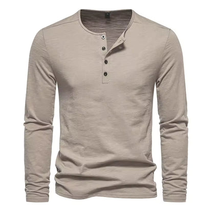 Men's Slim Fit Henley Shirt – Long Sleeve Casual & Outdoor Performance Top