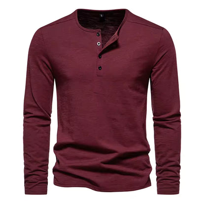 Men's Slim Fit Henley Shirt – Long Sleeve Casual & Outdoor Performance Top
