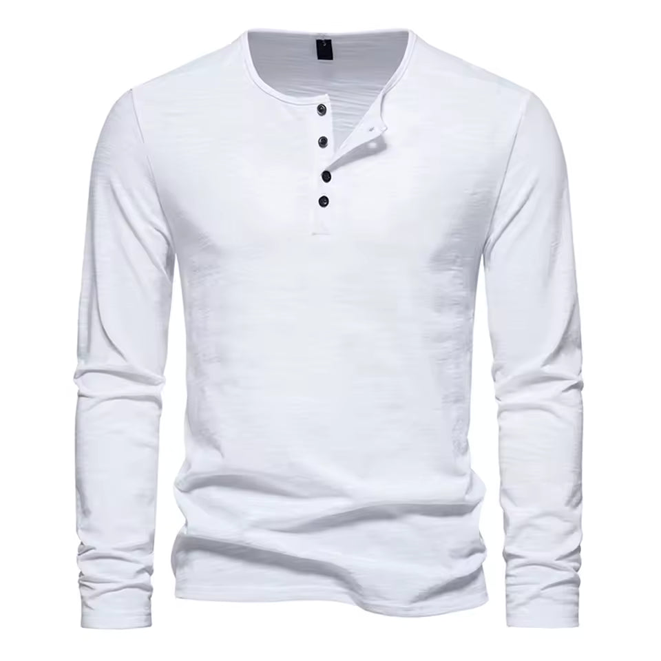 Men's Slim Fit Henley Shirt – Long Sleeve Casual & Outdoor Performance Top