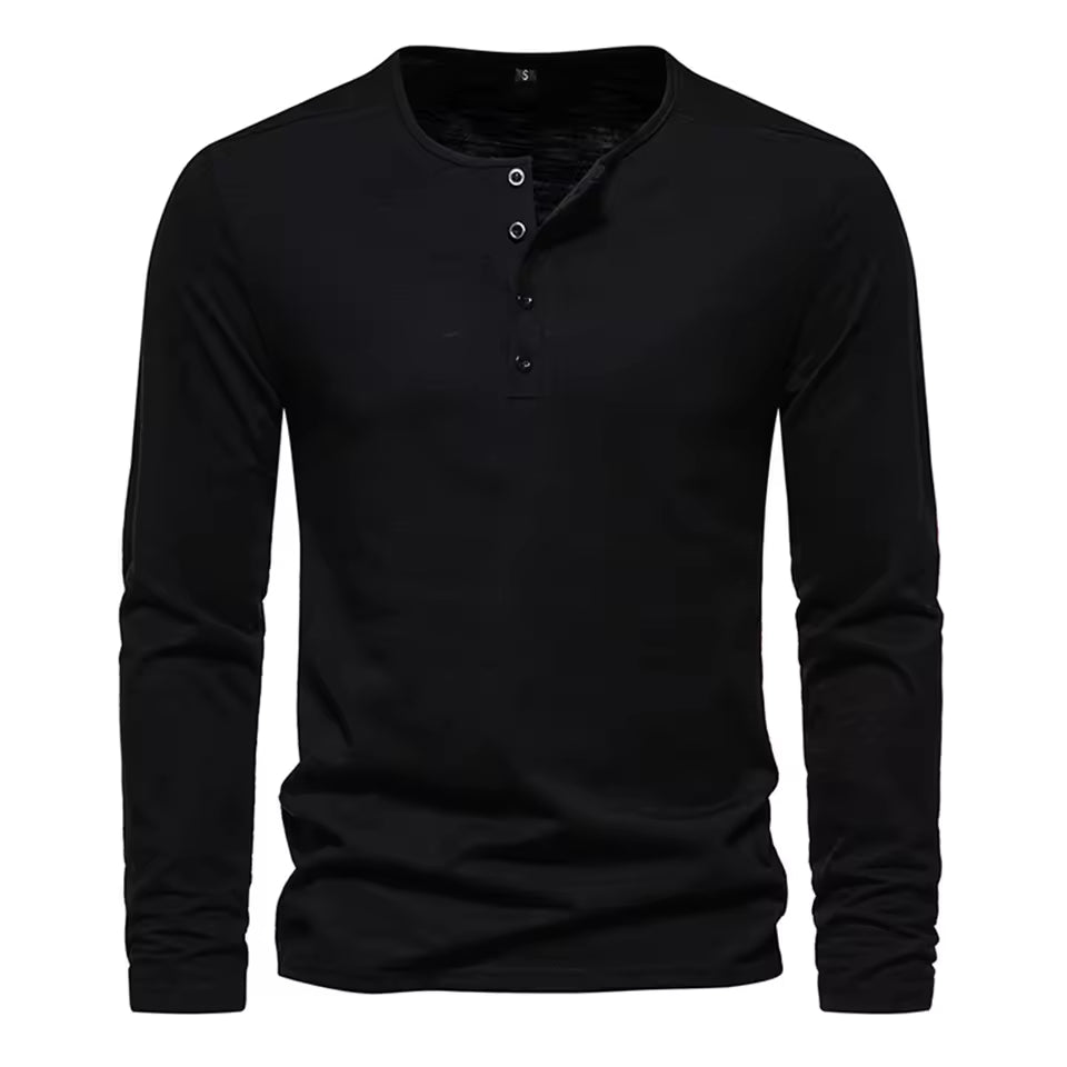 Men's Slim Fit Henley Shirt – Long Sleeve Casual & Outdoor Performance Top