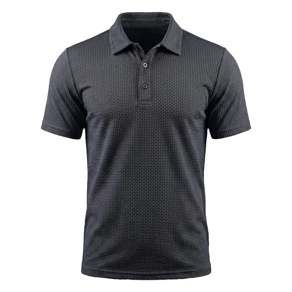 Omni textured polo shirt in Charcoal Grey