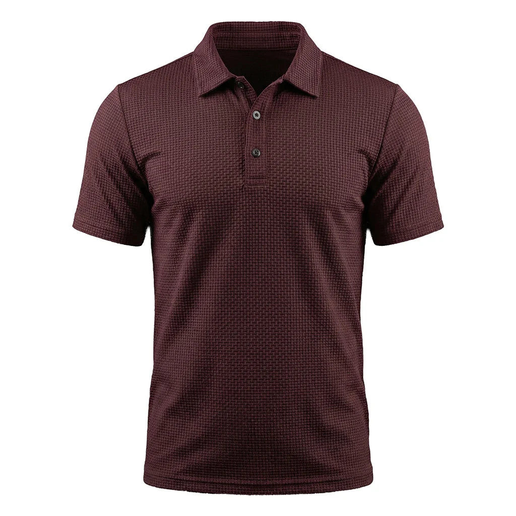Omni textured polo shirt in Merlot Red