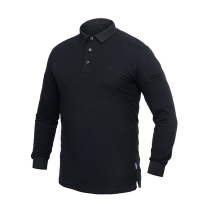 Black long-sleeve tactical polo shirt
