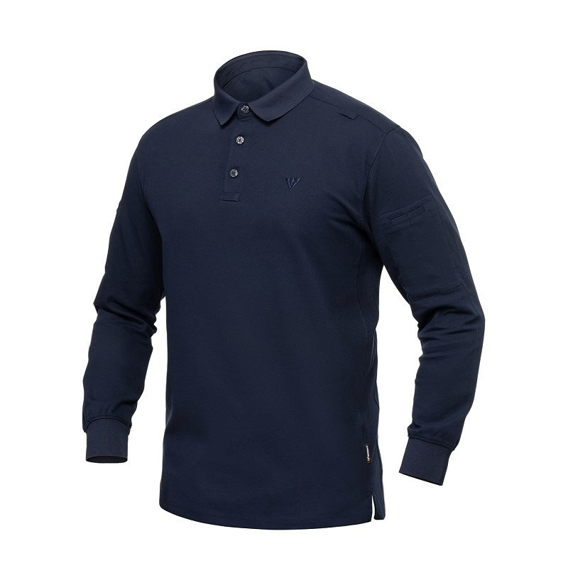 Blue long-sleeve tactical polo shirt
