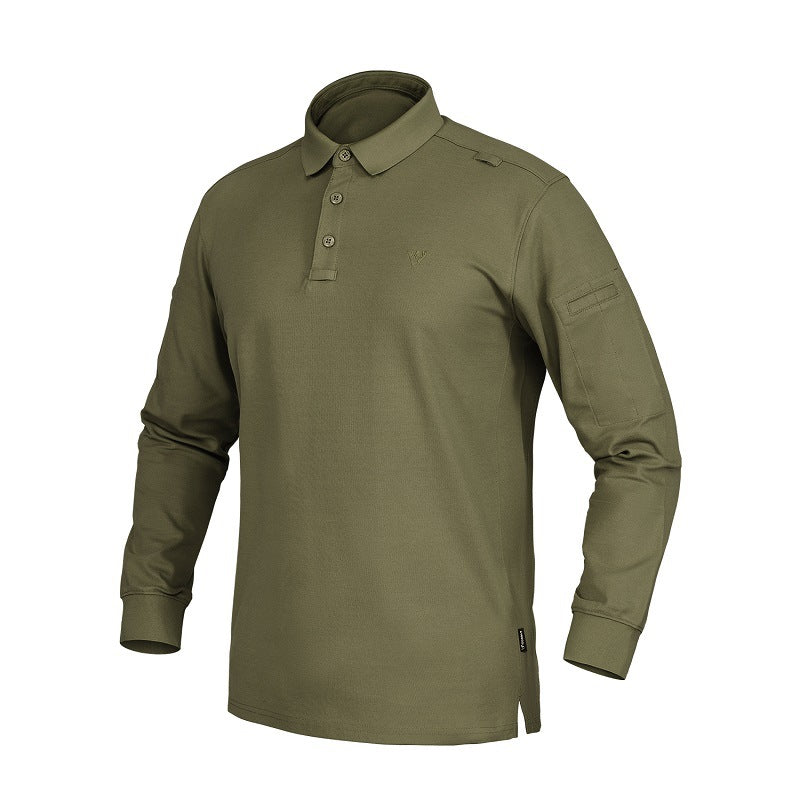 Green long-sleeve tactical polo shirt