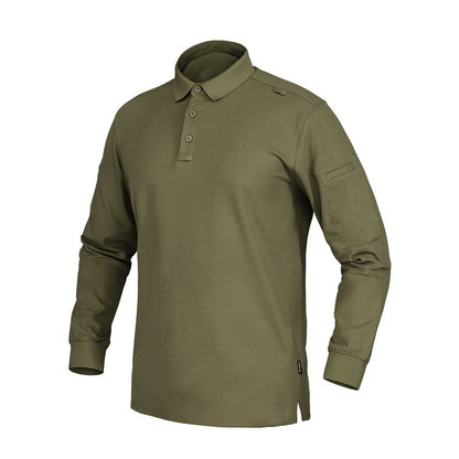 Green long-sleeve tactical polo shirt